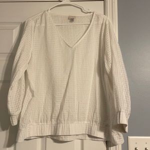 White plaid 3/4 sleeve blouse